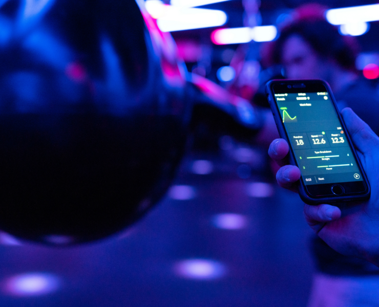 Person using app in gym