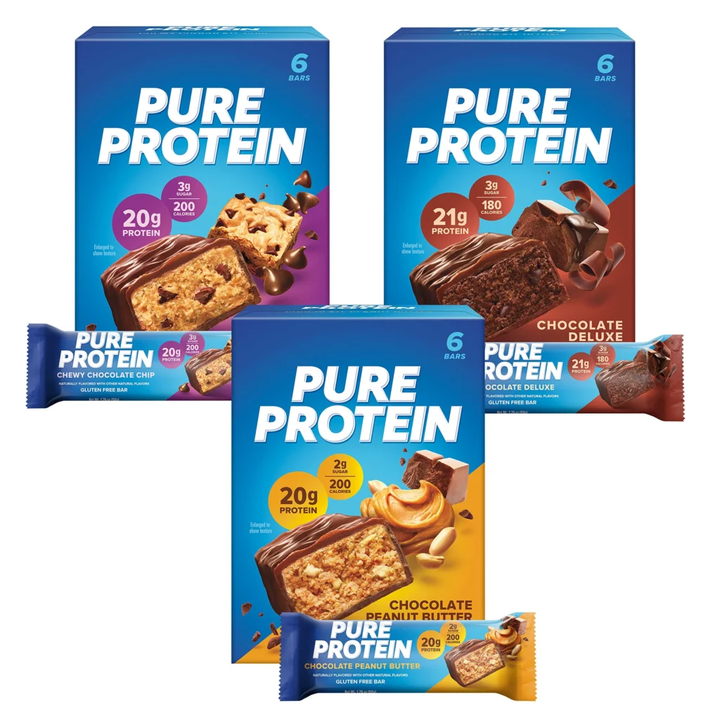 boxes of Pure Protein snacks