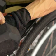 Man in wheelchair with dumbbell