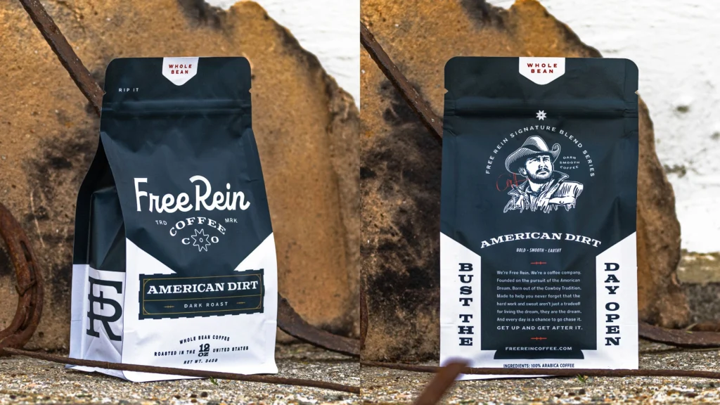 bags of Free Rein Coffee 