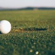 a golf nearing a hole on the golf course