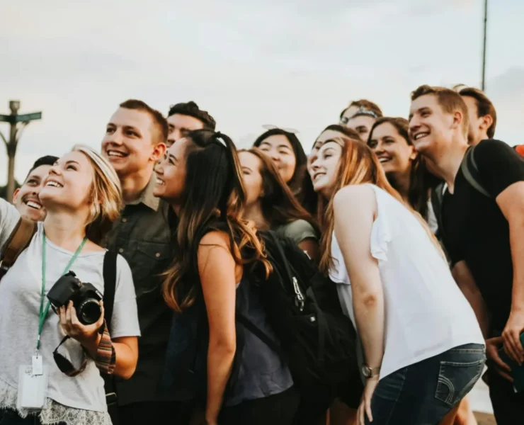a group of college students