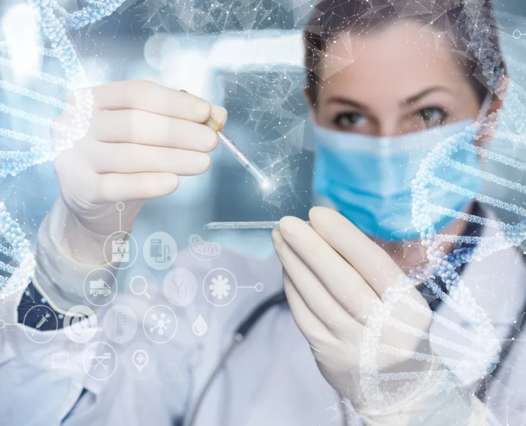 Scientist studying DNA