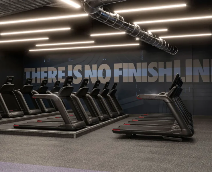 Treadmills inside a Nike Studios location