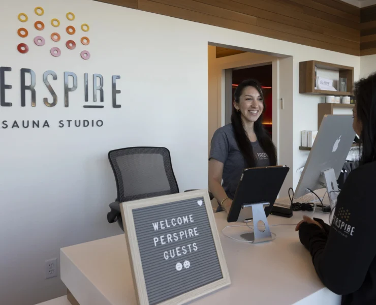 Perspire Sauna Studio front desk
